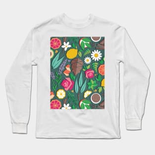 Aromatherapy essentials // pattern // green background Long Sleeve T-Shirt